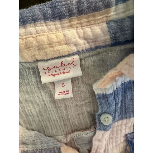 Isabel Maternity by Ingrid & Isabel Pink and Blue Plaid Top Size Small - Picture 2 of 3